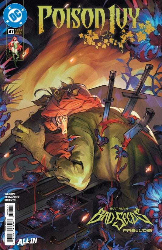 Comic book cover for Poison Ivy #47 featuring Batman and Poison Ivy in a dramatic scene, with the DC logo in the top left and Batman Badasses Prelude branding at the bottom.