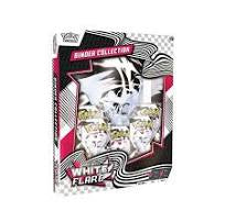 Cardboard collectible card game box with white cards and red accents