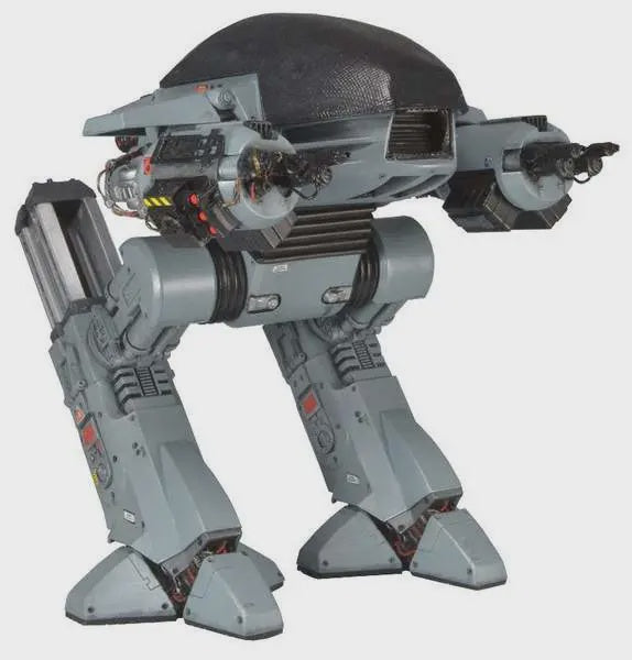 Gray robot with a spherical head on a white background