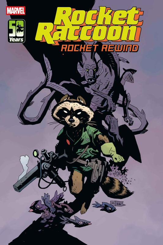 Comic book cover featuring Rocket Raccoon with a purple background and Marvel branding.