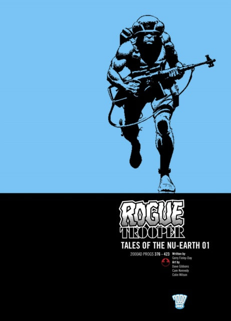 Comic book cover featuring a silhouette of a character with text 'Rogue Trooper: Tales of the Nu-Earth 01' on a blue and black background.
