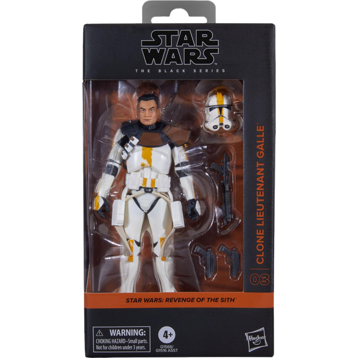 Star Wars action figure in packaging with 'Clone Lieutenant Galle' text