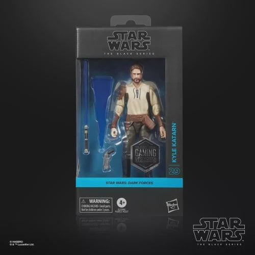 Star Wars action figure packaging with character and accessories on a black background