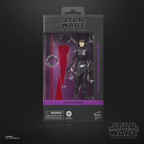 Star Wars The Black Series Seventh Sister Inquisitor action figure packaging on a black background