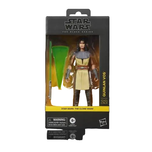 Star Wars action figure packaging with character holding a lightsaber on a black background