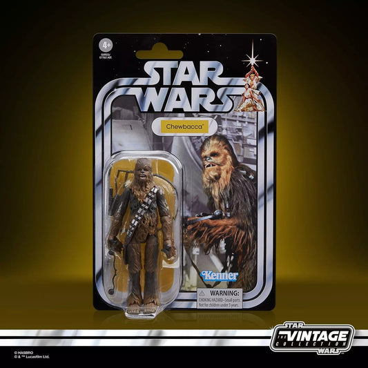 Star Wars Chewbacca action figure in packaging with a dark background