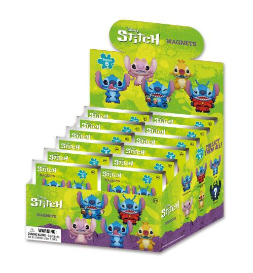 Display of Disney Stitch magnets packaging on a white background