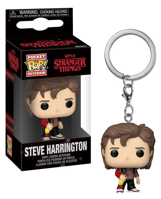 Funko Pop! keychain of Steve Harrington from Stranger Things with packaging