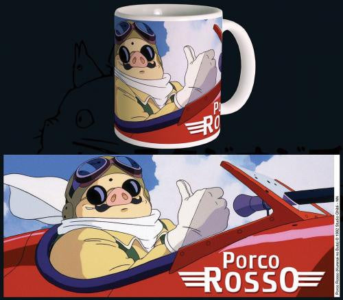 Mug with Porco Rosso design from Studio Ghibli, featuring a pig character in a pilot outfit.