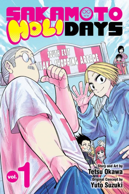 Cover of 'Sakamoto Holidays' manga with two characters and a colorful background