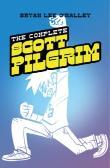 Book cover of 'The Complete Scott Pilgrim' with a stylized character and blue gradient background.