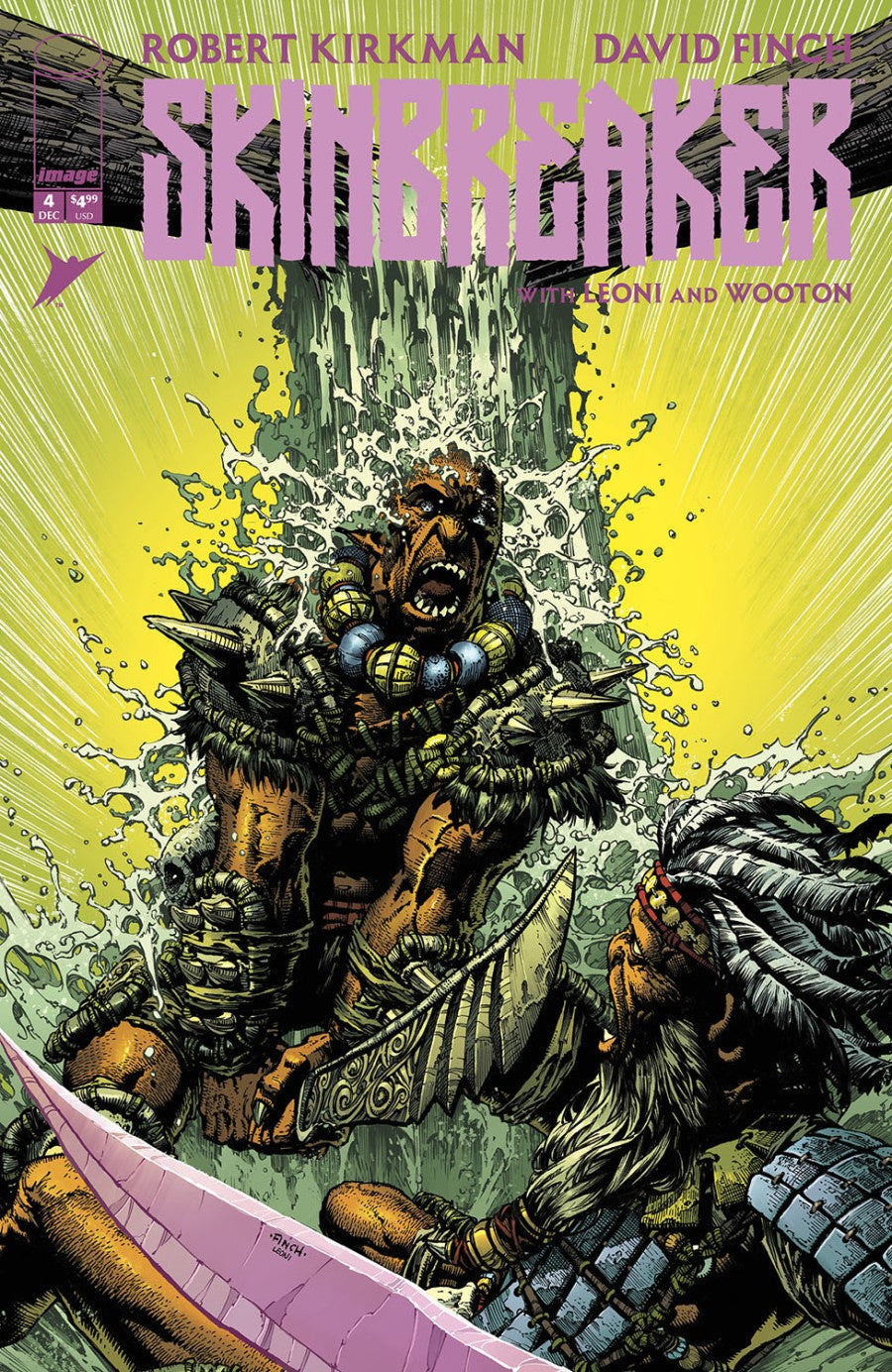 Comic book cover of 'Skinbreaker' with a warrior character and vibrant colors.