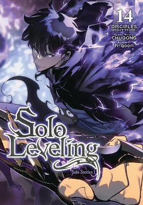 Cover of 'Solo Leveling' manga volume 14 with a character in a dynamic pose against a purple background.