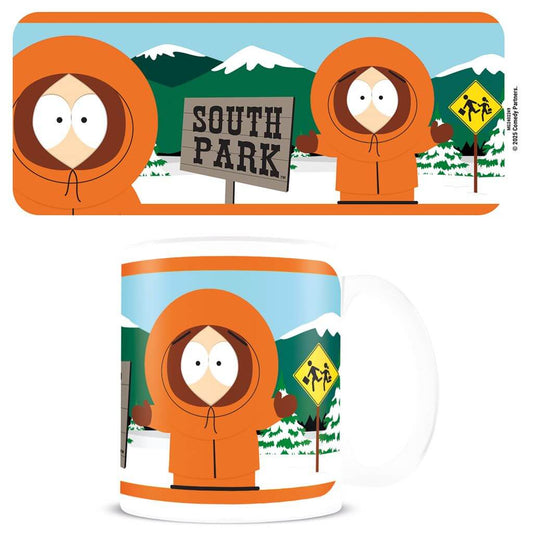 South Park mug with character design and mountain background
