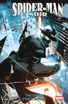 Comic book cover of Spider-Man Noir featuring a character in a suit and hat against a cityscape.