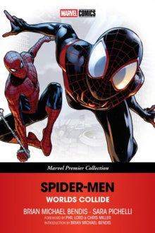 Front cover of the Marvel Comics Spider-Men Worlds Collide comic book, featuring Spider-Man and Miles Morales in action against a white background with a large red title band at the bottom.