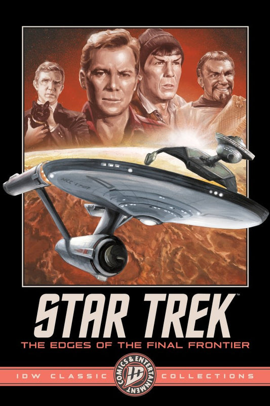Star Trek poster with characters and spaceship on a red background