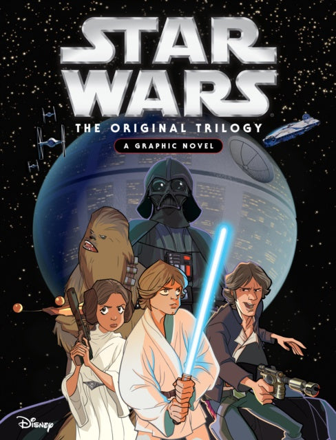 Star Wars graphic novel cover featuring characters from 'The Original Trilogy' with Darth Vader in the background.