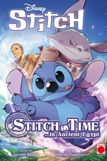 Cover of 'Stitch in Time...in Ancient Egypt' with animated characters and Disney branding.