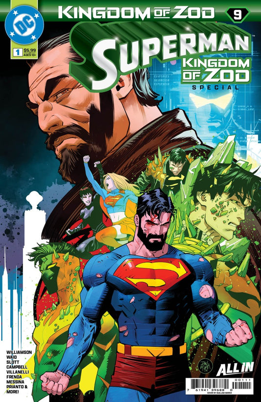 Comic book cover for DC Comics' Superman: Kingdom of Zoo Special issue #9, featuring Superman in the foreground with other DC characters in a colorful illustrated collage background.