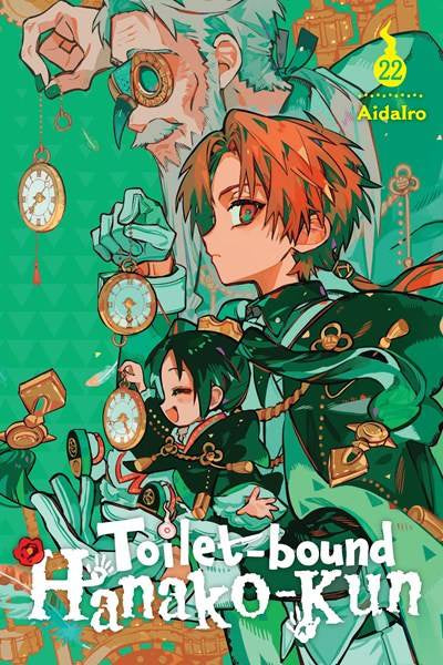 Cover of 'The Toilet-bound Hanako-kun' with two characters and decorative elements on a green background.