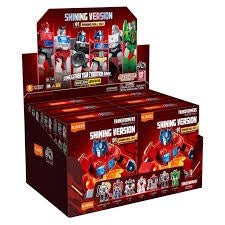 Display of Shining Version toy figures in red packaging with visible branding.
