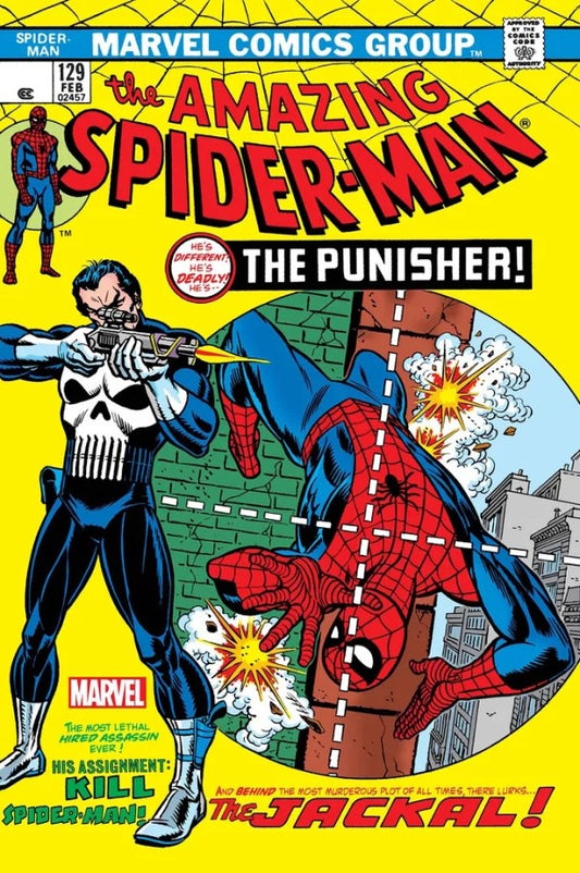Comic book cover featuring Spider-Man and The Punisher with a yellow background