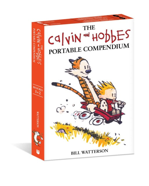 Book cover of 'The Calvin & Hobbes Portable Compendium' with cartoon characters on a white background