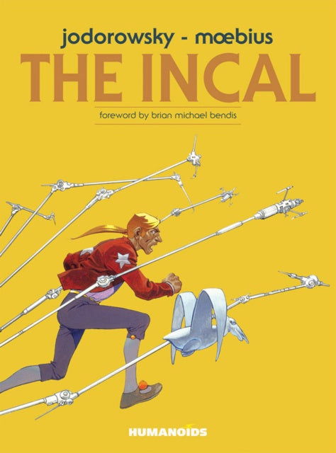 Book cover of 'The Incal' by Jodorowsky and Moebius with a character on a yellow background.