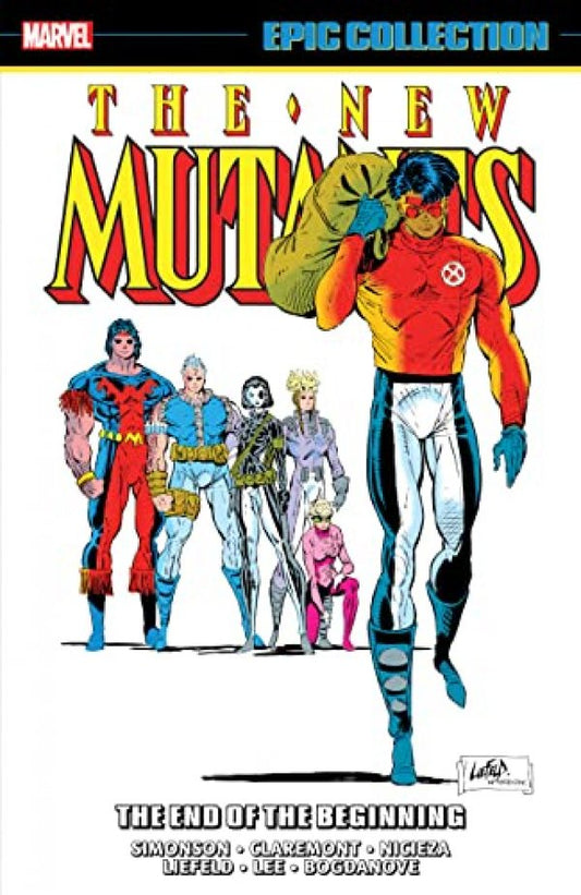 Comic book cover of 'The New Mutants' with characters in superhero costumes.