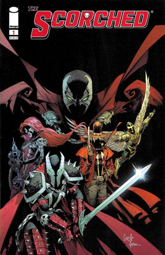 Comic book cover titled 'The Scorched' with characters in dark and red tones.