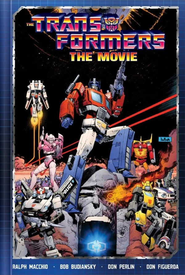 Vintage movie poster for 'The Transformers: The Movie' featuring robot characters.