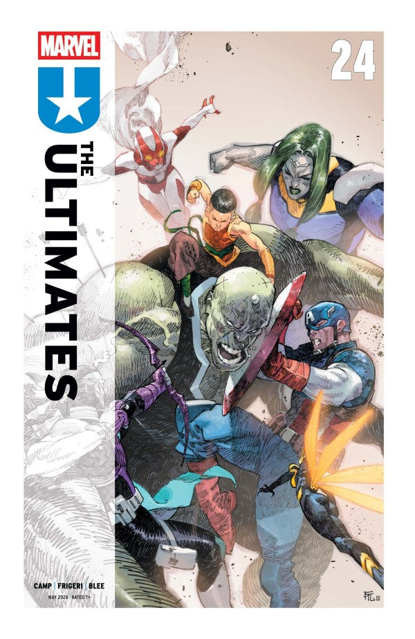 Comic book cover featuring 'The Ultimates' with Marvel logo