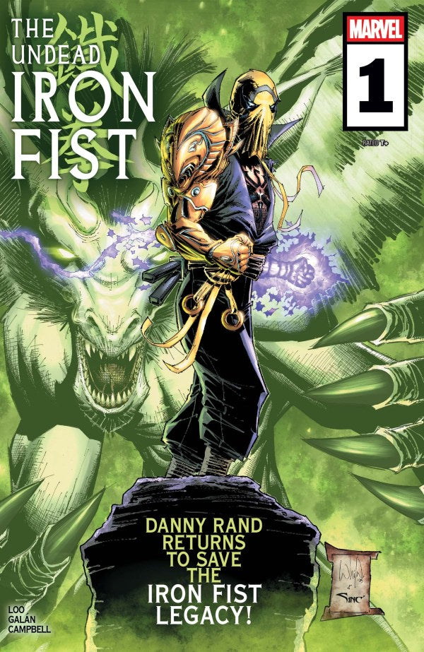 Comic book cover featuring Iron Fist with a dragon and Marvel logo