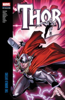 Thor comic book cover with red cape and lightning bolts