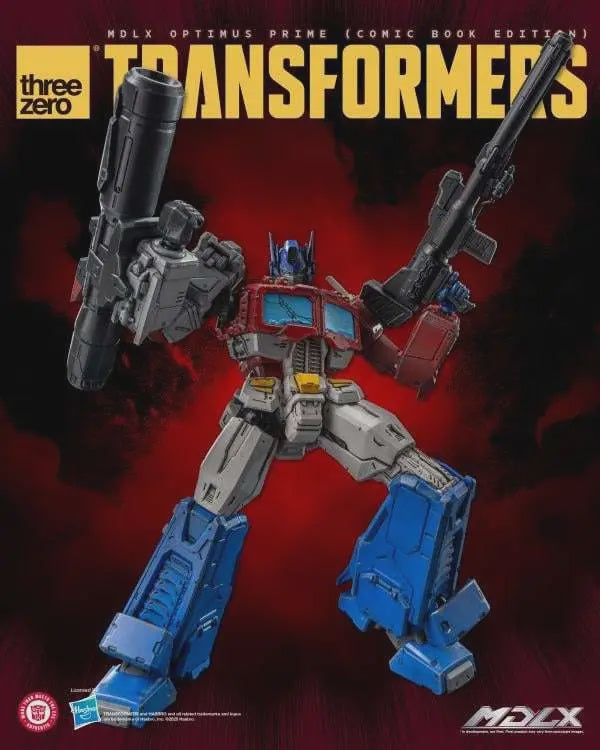 Transformers action figure with a red and black background