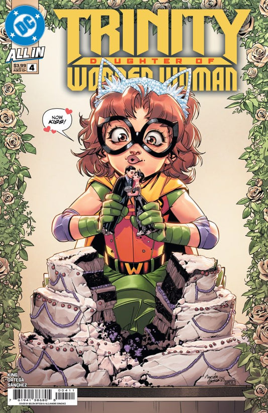 Comic book cover featuring a character in superhero costume with decorative elements