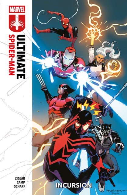 Marvel Ultimate Spider-Man comic book cover with characters and title 'Incursion'.