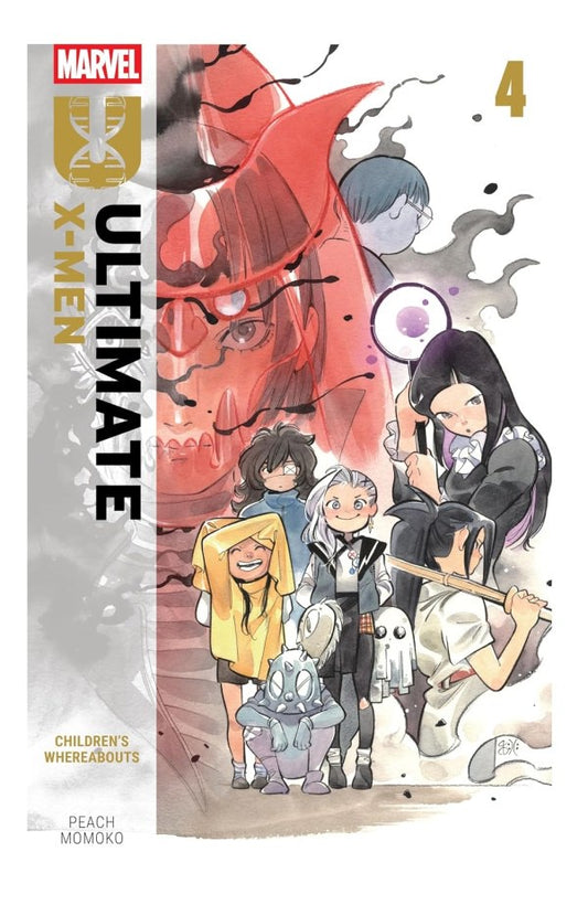 Marvel's Ultimate X-Men #4 comic book cover featuring several illustrated characters including Cyclops, Wolverine, and others, with the title 'ULTIMATE X-MEN' and Marvel branding on a mostly white cover.