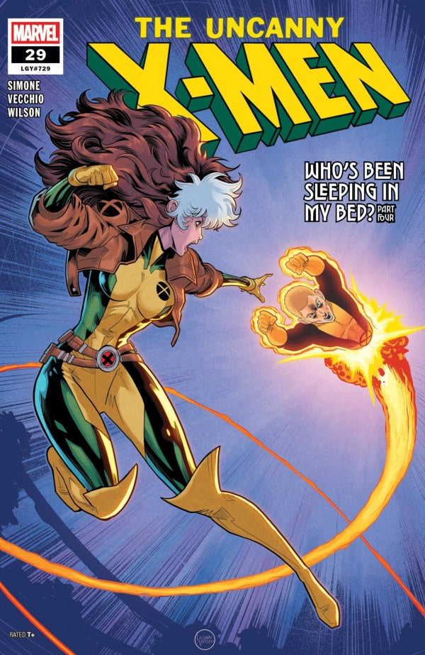Comic book cover featuring a superhero character with a glowing weapon, titled 'The Uncanny X-Men'.