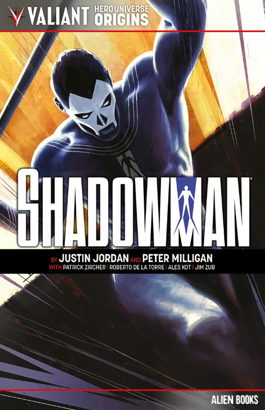 Comic book cover of 'Shadowman' with a superhero in a mask and costume.