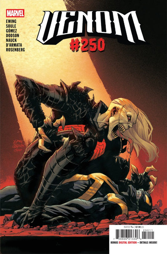 Comic book cover featuring two characters in a dynamic pose with 'Venom' issue number 250 displayed.