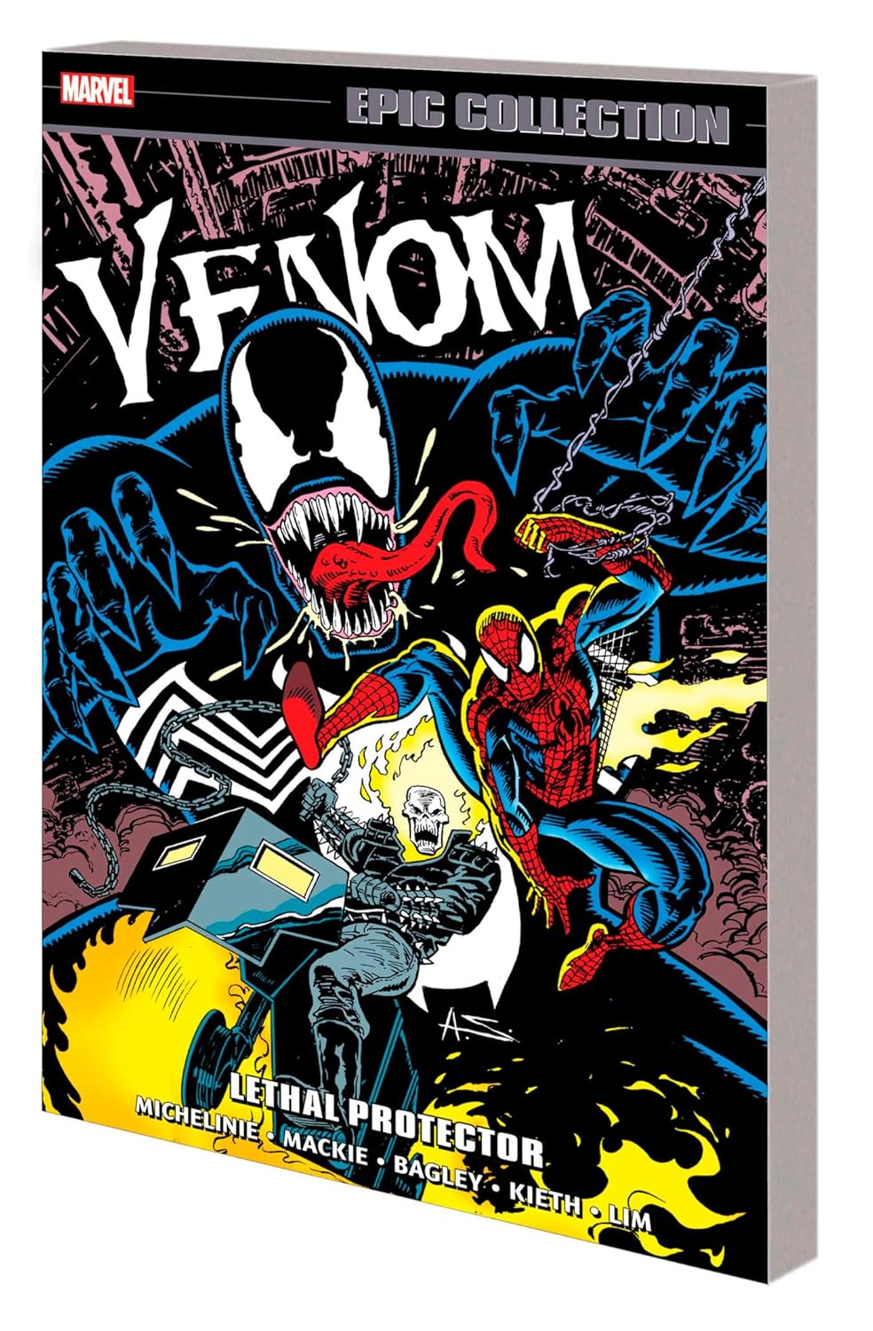 Comic book collection titled 'Venom: Lethal Protector' with superhero artwork on the cover.