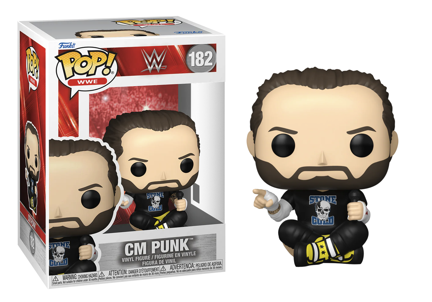 Funko Pop! vinyl figure of CM Punk next to its packaging