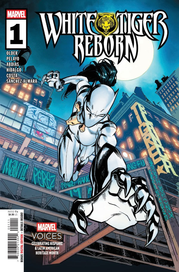 White Tiger: Reborn #1 Comic book cover of 'White Tiger Reborn' featuring a superhero character in an urban setting.