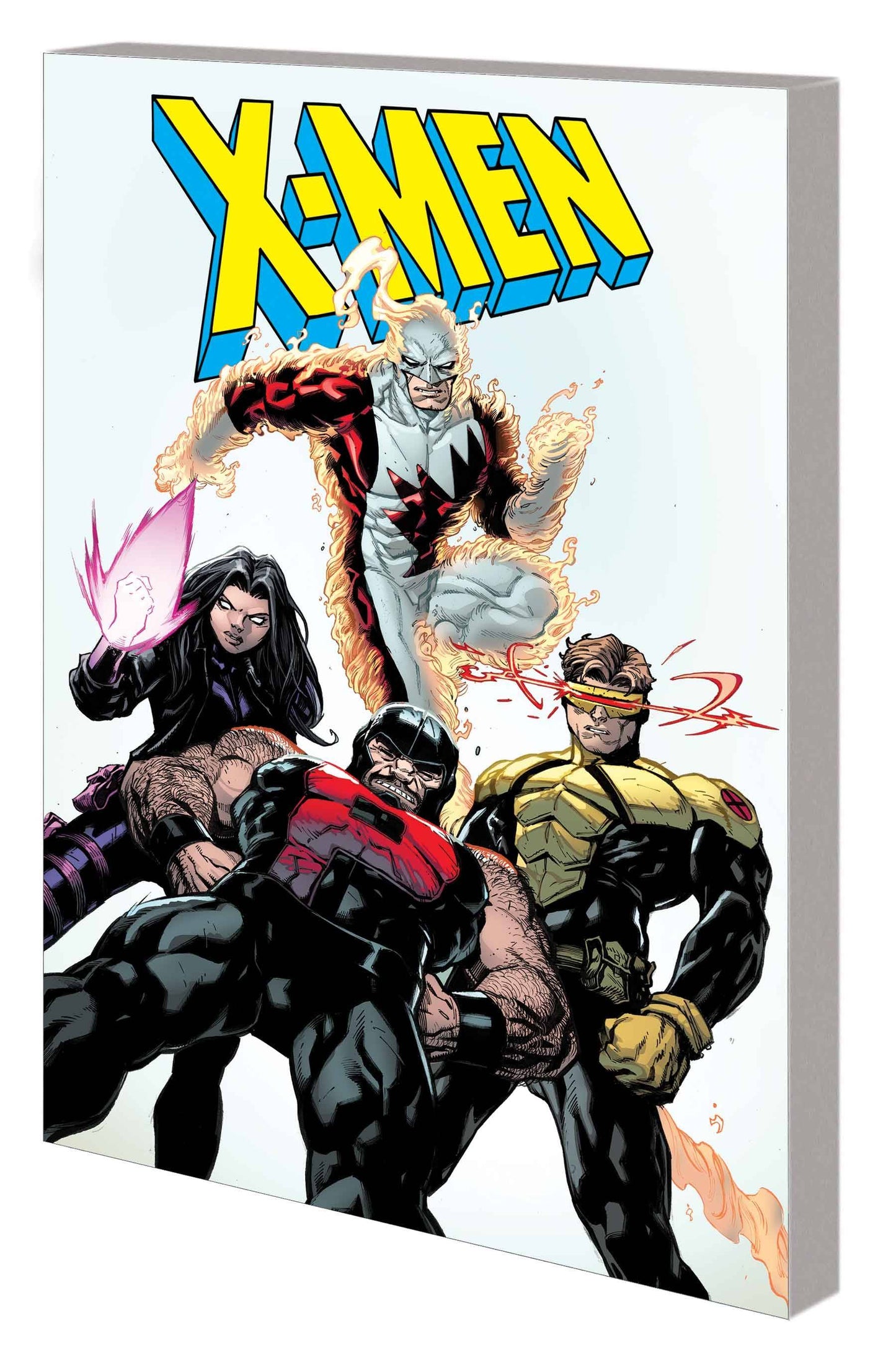X-Men comic book cover with characters in action poses on a white background