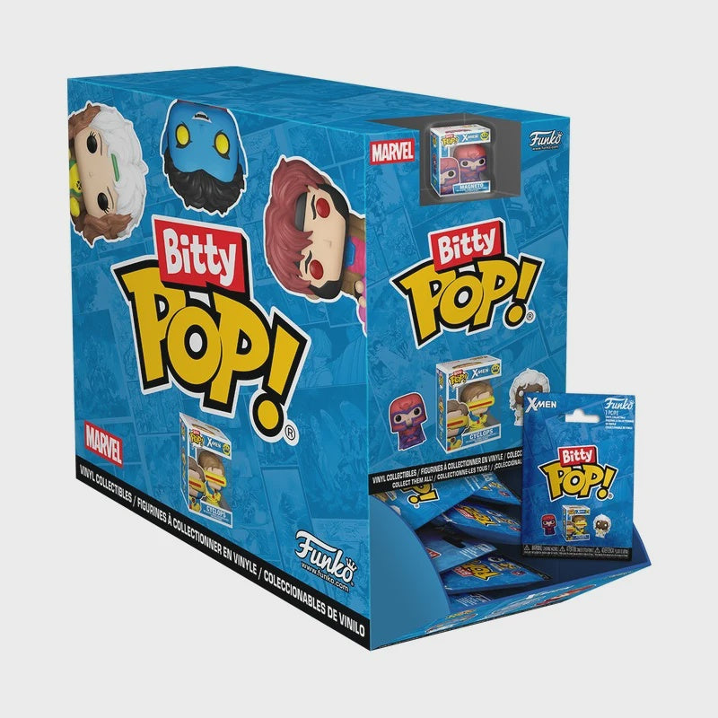 Bitty Pop! Funko packaging with Marvel branding on a white background