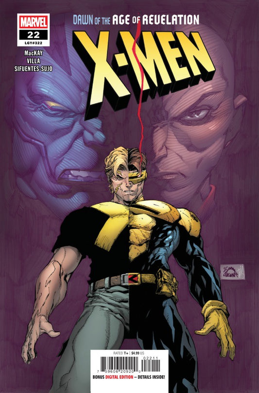 Comic book cover featuring X-Men with a purple background