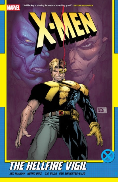 Comic book cover featuring X-Men with a purple and yellow border