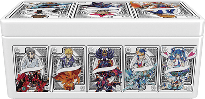 Card holder with illustrated card designs featuring various characters on a white background